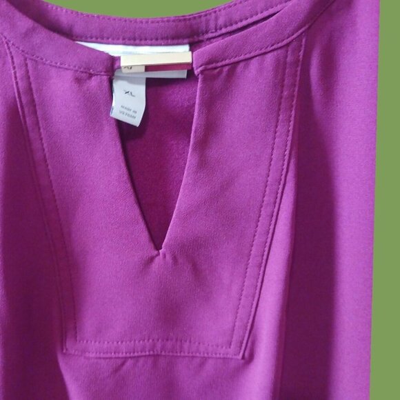 Dana Buchman Sleeveless Blouse Top Keyhole With Gold Bar Plum Wine   XLarge - Picture 4 of 9